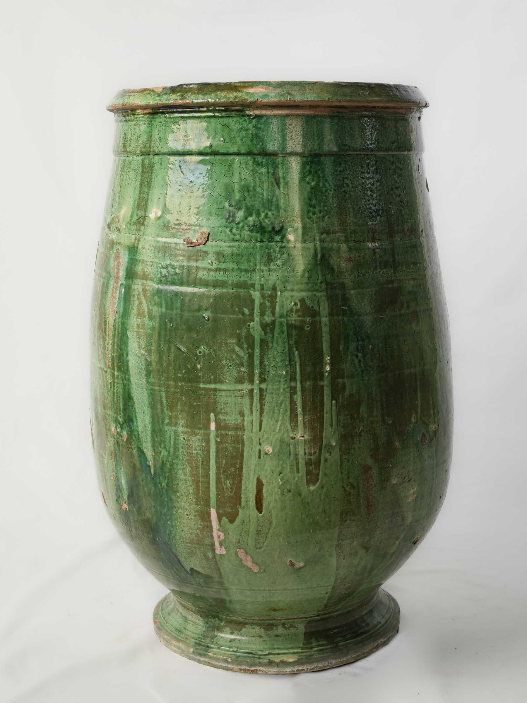 Tall Green-Glazed Olive Jar from Tornac, Late 19th Century - 29¼"