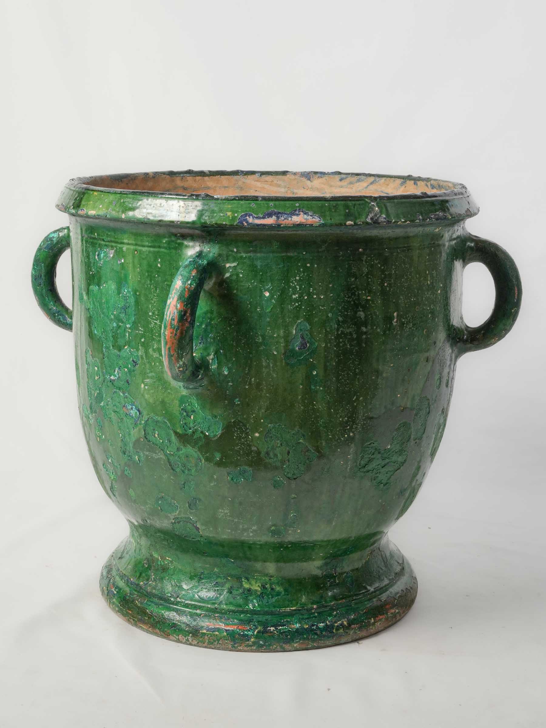Large Green-Glazed Castelnaudary Jardinière, Late 19th Century - 21¼" x 25¼"