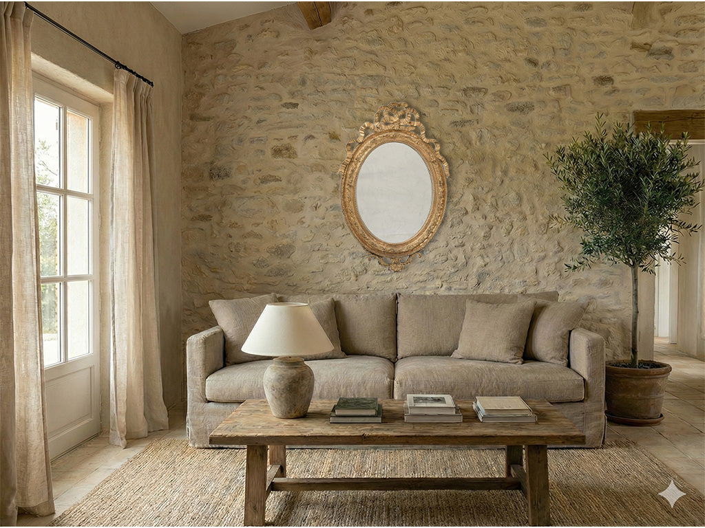 Impressive Napoleon III Carved Giltwood Medallion Mirror - 52" x 37"