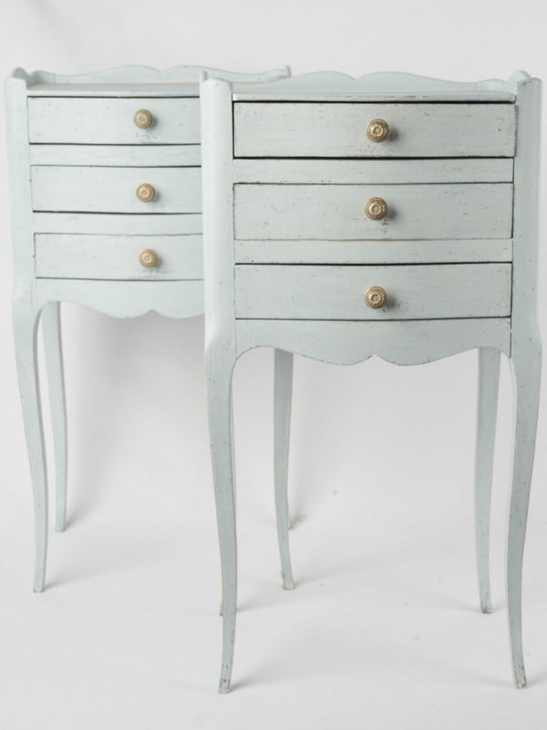 Pair of antique French nightstands w/ blue patina