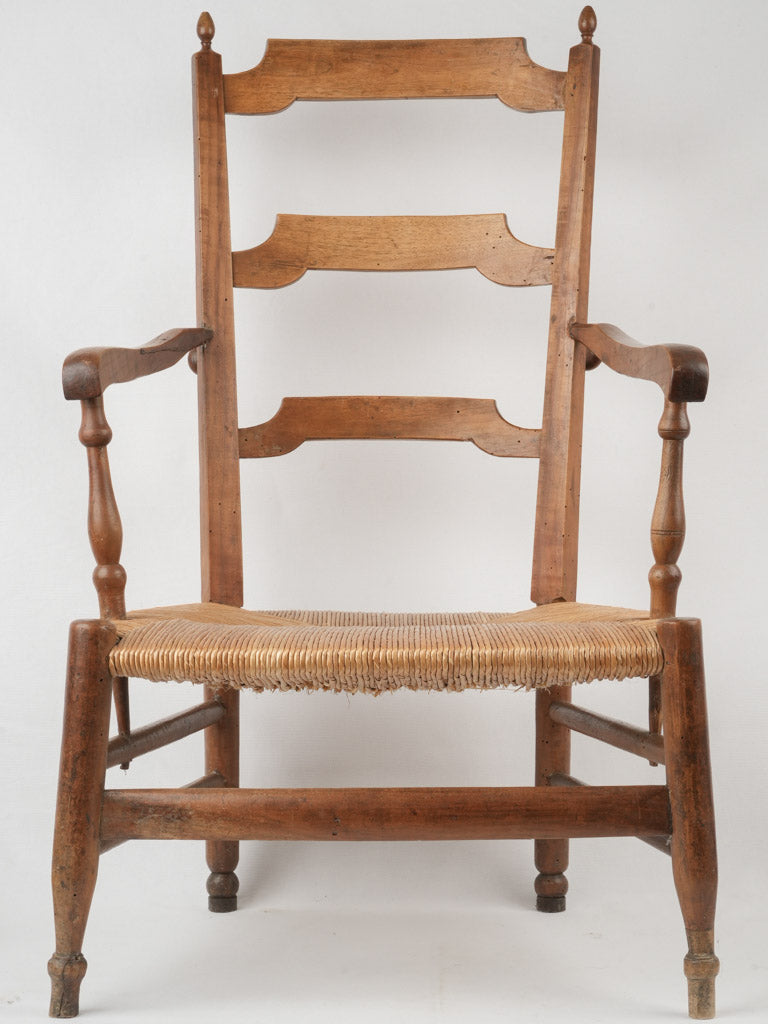 Vintage French rush seat armchair