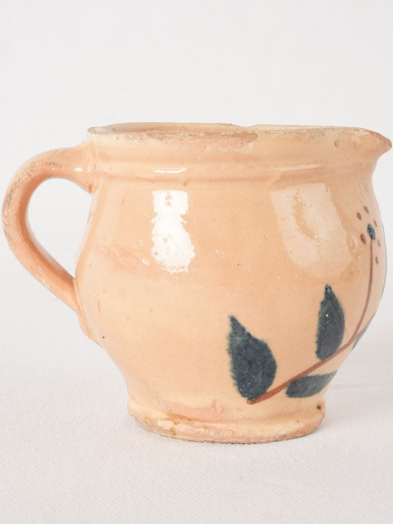 Tiny antique French pouring jug w/ flowers 3½"