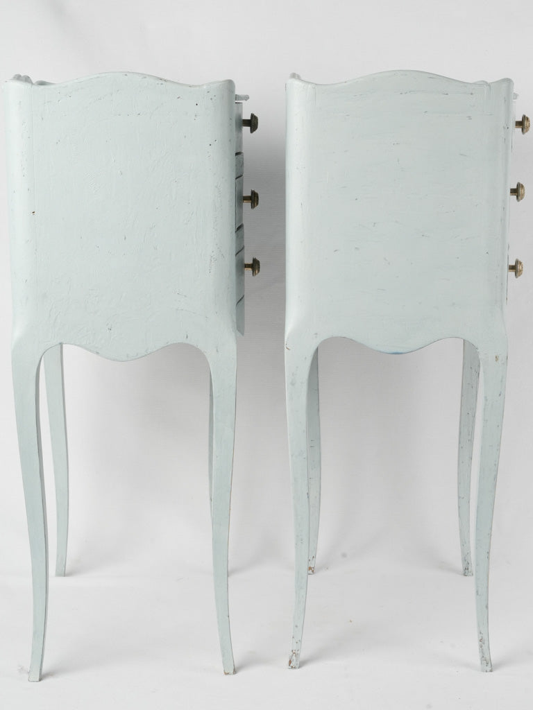 Distressed antique French bedside tables