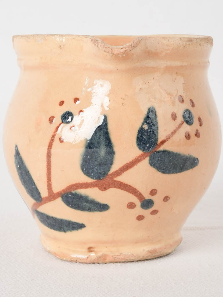Tiny antique French pouring jug w/ flowers 3½"