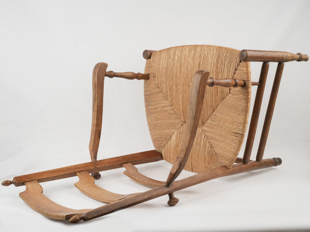 Rustic cherry wood French armchair