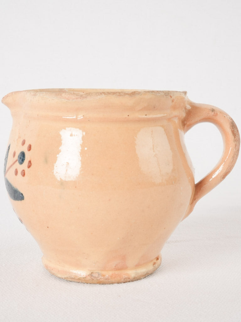 Tiny antique French pouring jug w/ flowers 3½"