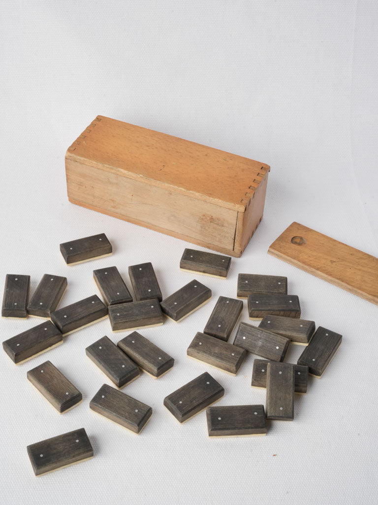 Early 20th-Century Wood and Bone Domino Set - 6¾"
