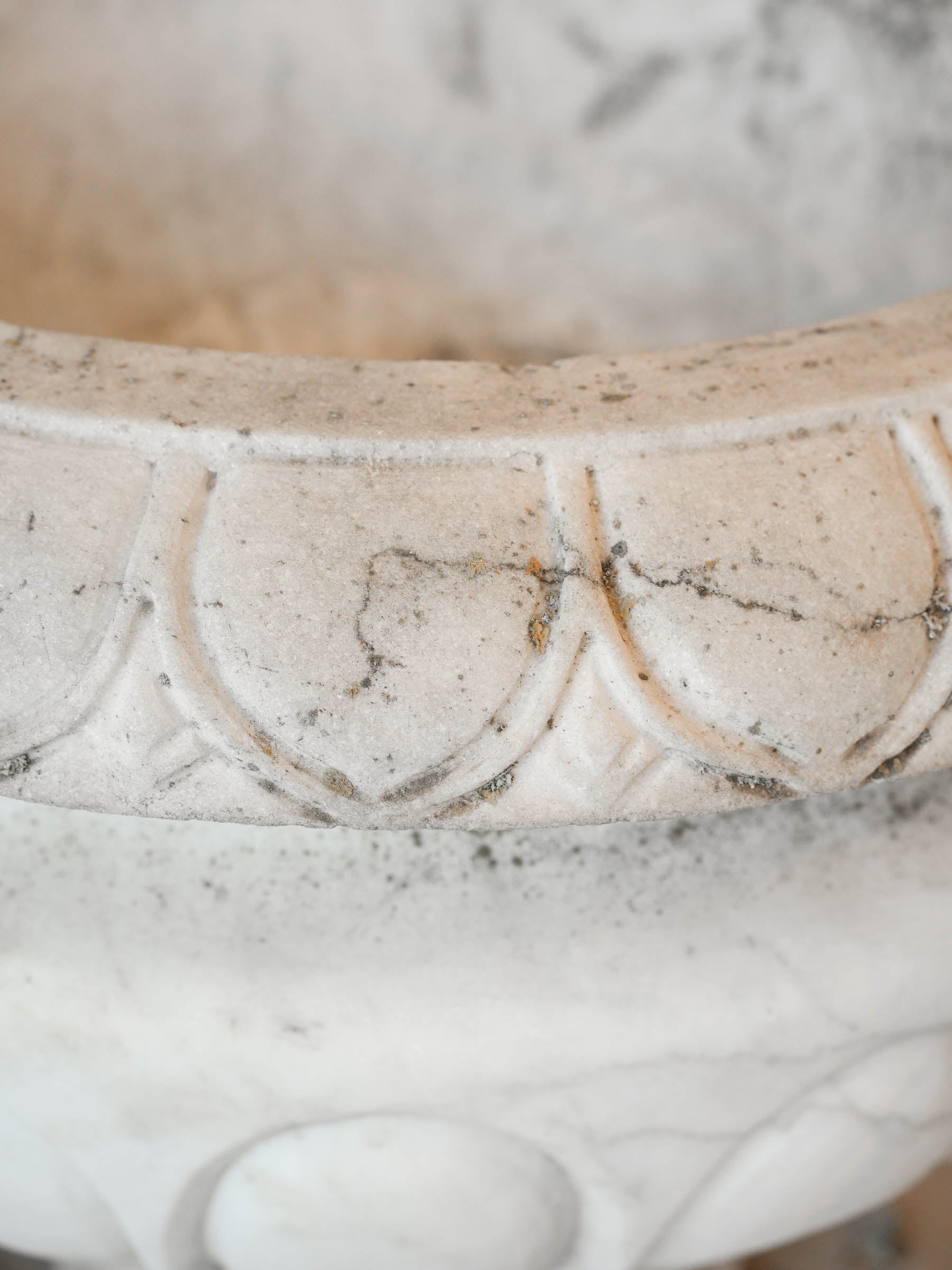 Substantial Early 20th-Century Carved Marble Jardinière 20" x 22"