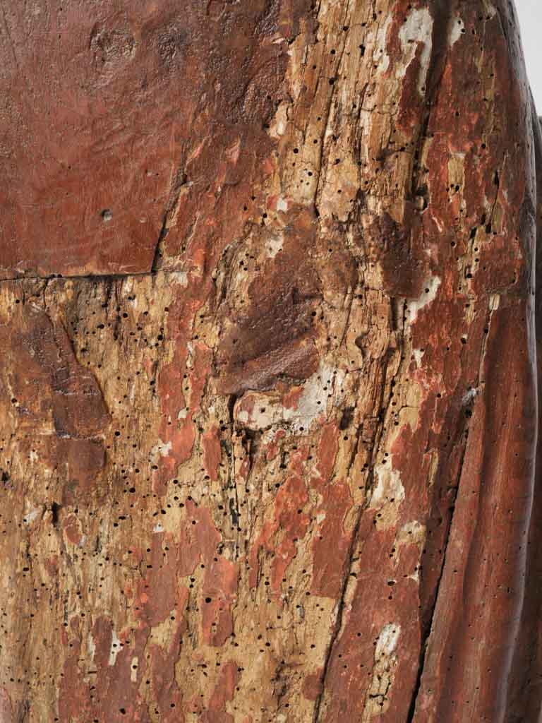 Aged woodworm-marked craftsmanship  