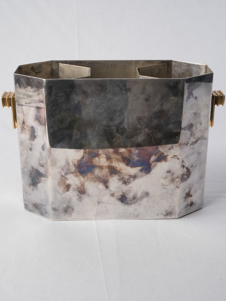 French Art Deco Silver Plated Wine Cooler W/ Divider Circa 1930 - 8¾"