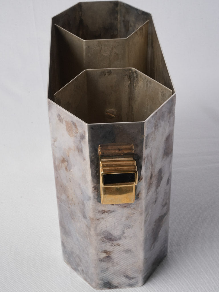 French Art Deco Silver Plated Wine Cooler W/ Divider Circa 1930 - 8¾"