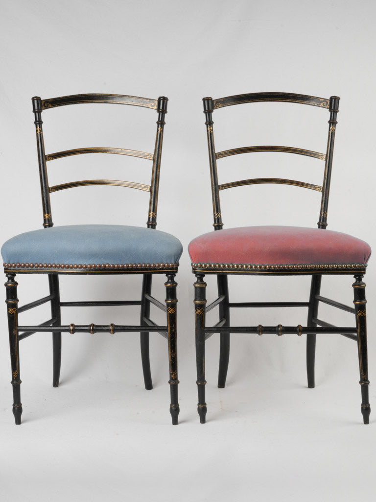 Pair of Napoleon III Ebonized Chairs with Gilded Accents - 32¾"