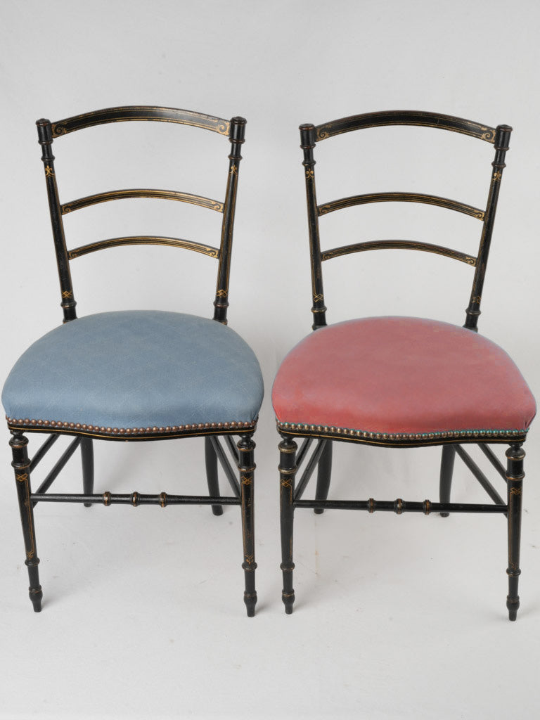 Pair of Napoleon III Ebonized Chairs with Gilded Accents - 32¾"