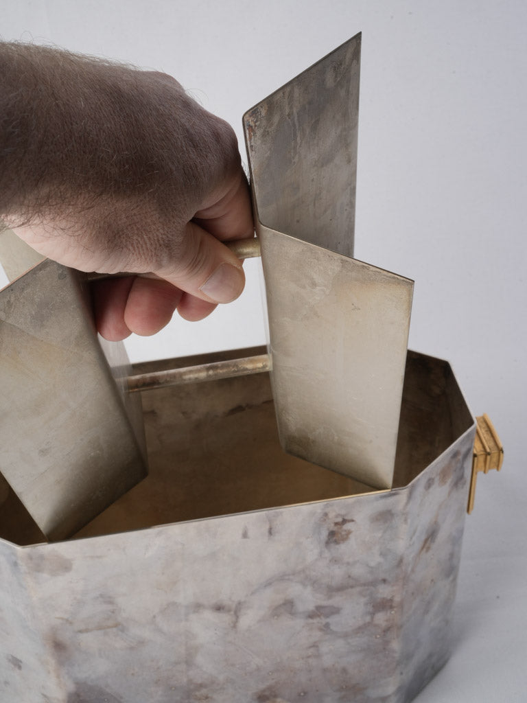 French Art Deco Silver Plated Wine Cooler W/ Divider Circa 1930 - 8¾"