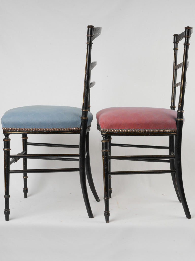 Pair of Napoleon III Ebonized Chairs with Gilded Accents - 32¾"