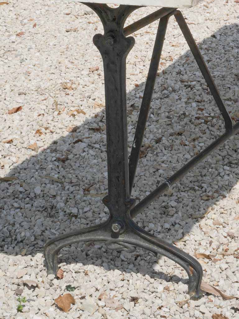 Large Art Deco French Bistro Table W/ Cast Iron Base & Marble Top - 85" x 23¾"