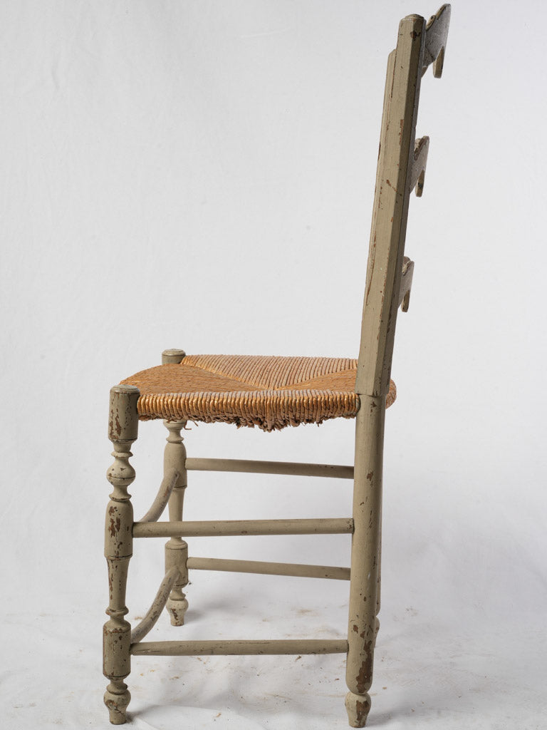 Rustic French gray patina chair