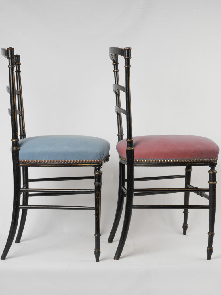 Pair of Napoleon III Ebonized Chairs with Gilded Accents - 32¾"