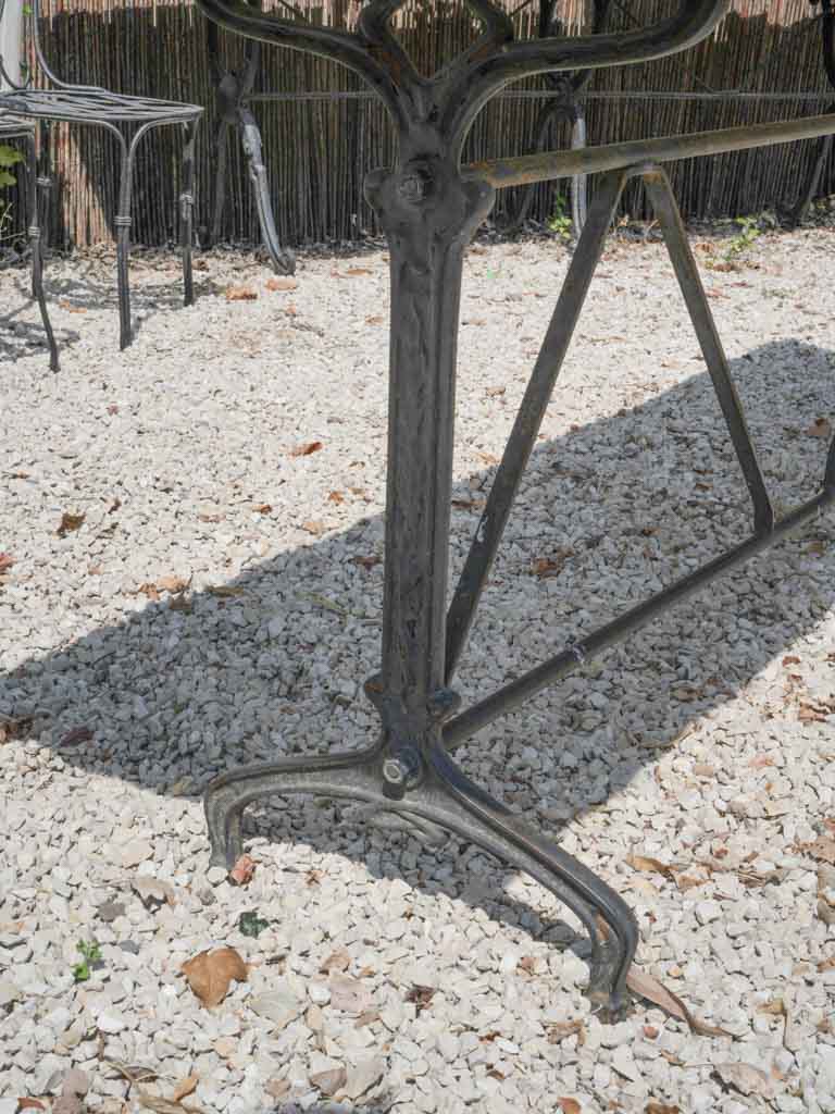 Large Art Deco French Bistro Table W/ Cast Iron Base & Marble Top - 85" x 23¾"