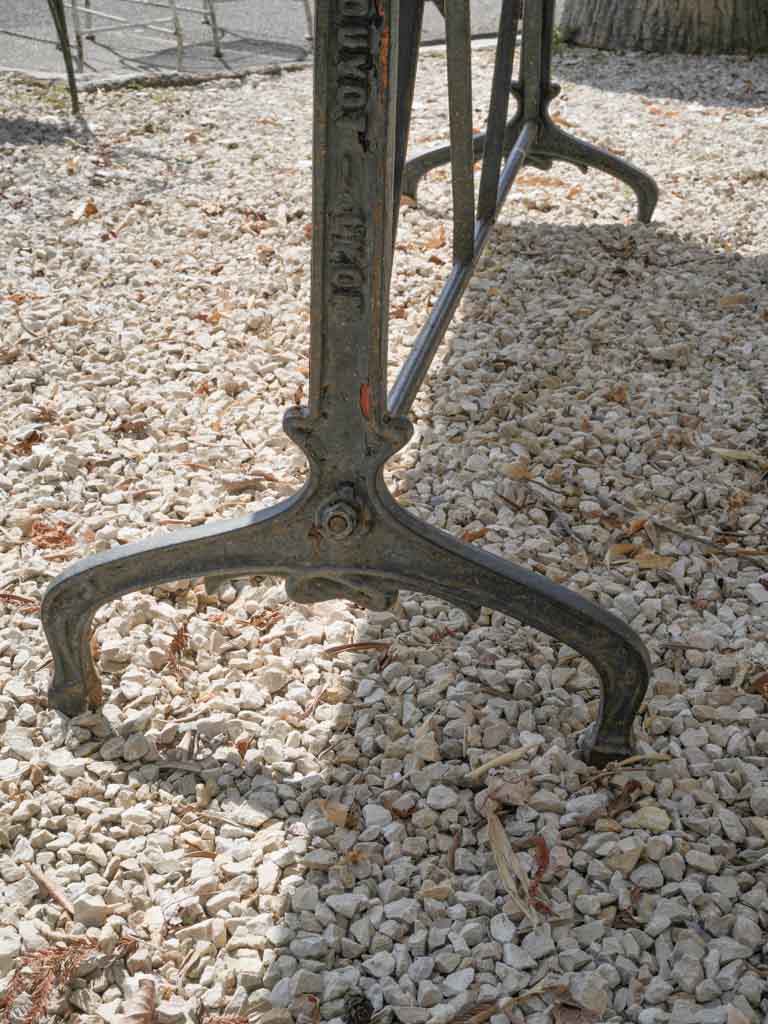 Large Art Deco French Bistro Table W/ Cast Iron Base & Marble Top - 85" x 23¾"