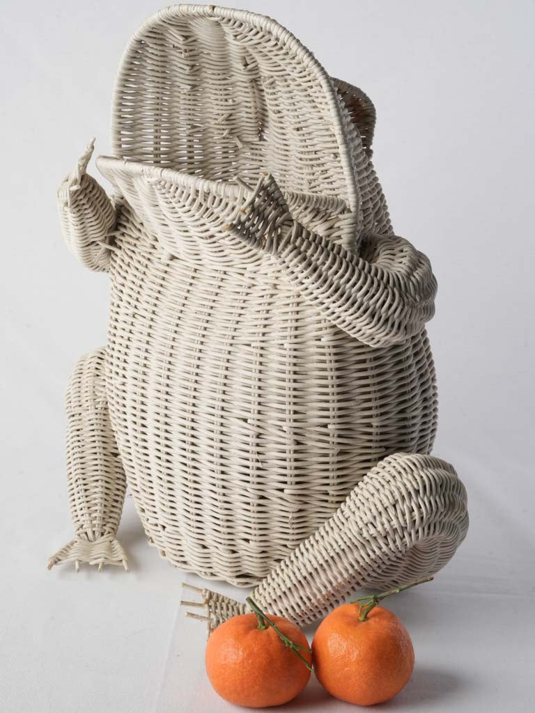 Soft white patina frog basket