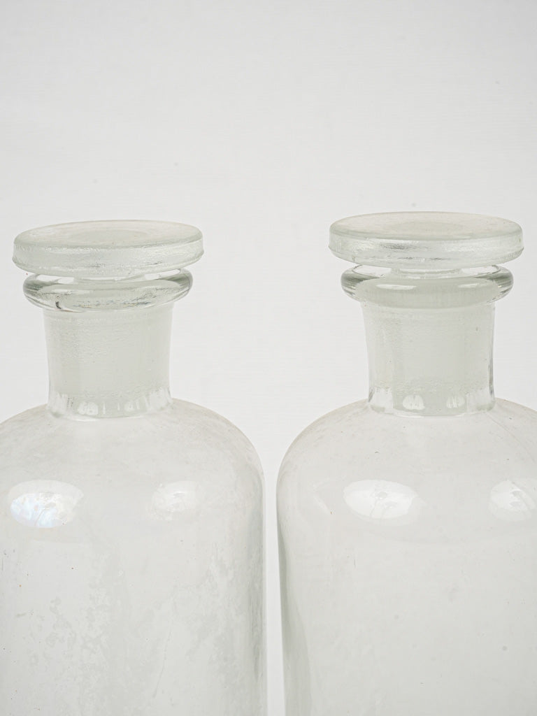 Exquisite antique glass bottle trio