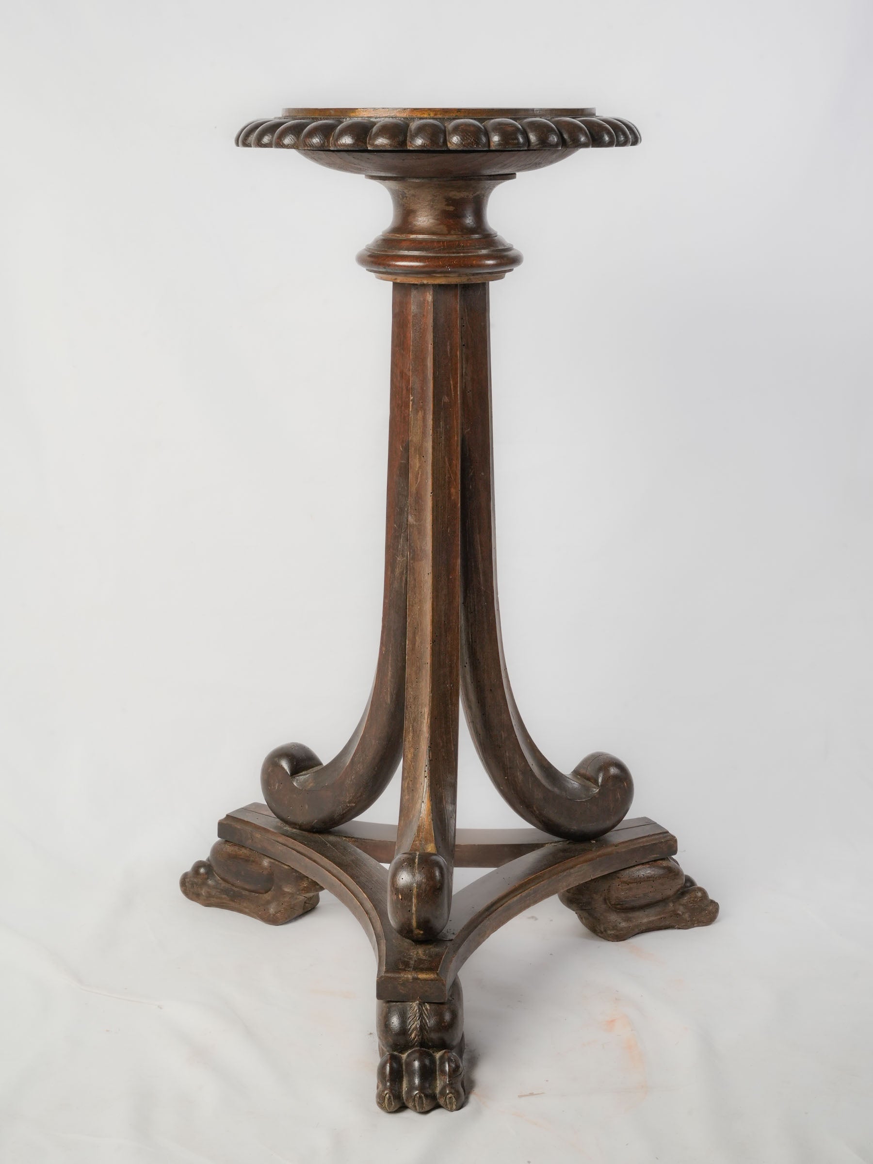 Late 19th Century French Carved Wood Display Pedestal w/ Lion Paw Feet - 38¼"