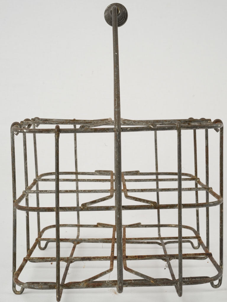 Antique bottle carrier, six-bottle capacity