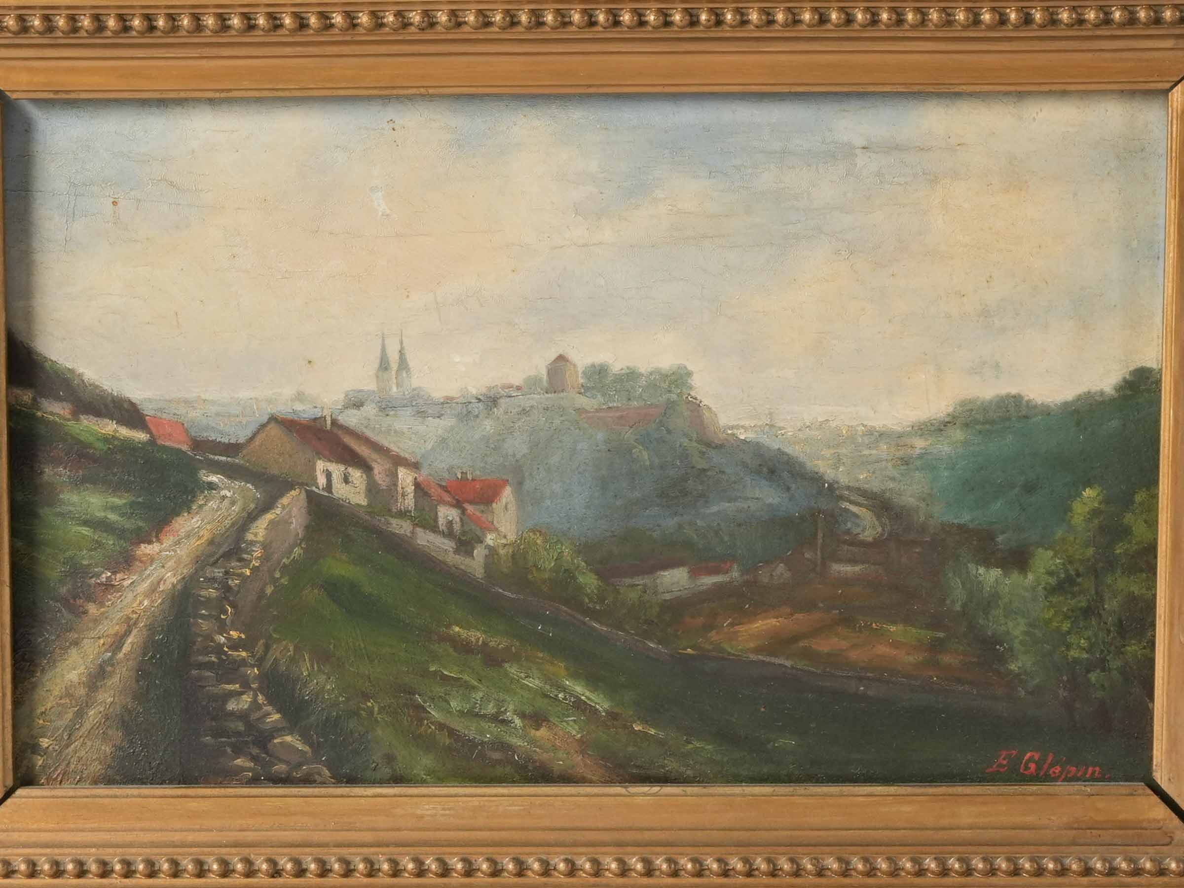 Small French Country Landscape Oil on Panel in Giltwood Frame, Late 19th Century - 16½" x 22"
