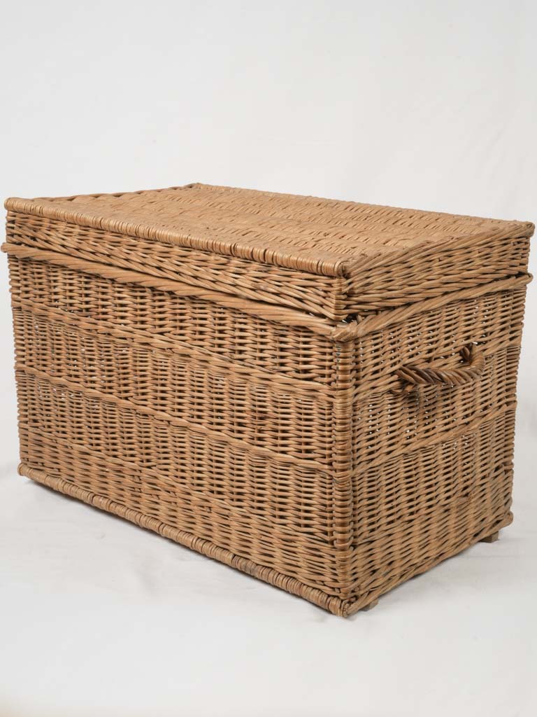 Vintage French wicker storage trunk
