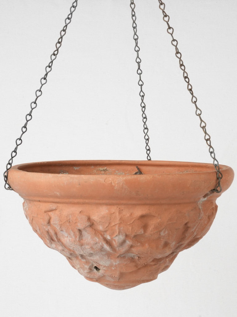 terracotta hanging planter Early 20th Century French Terracotta Hanging Planter with Ivy Motif