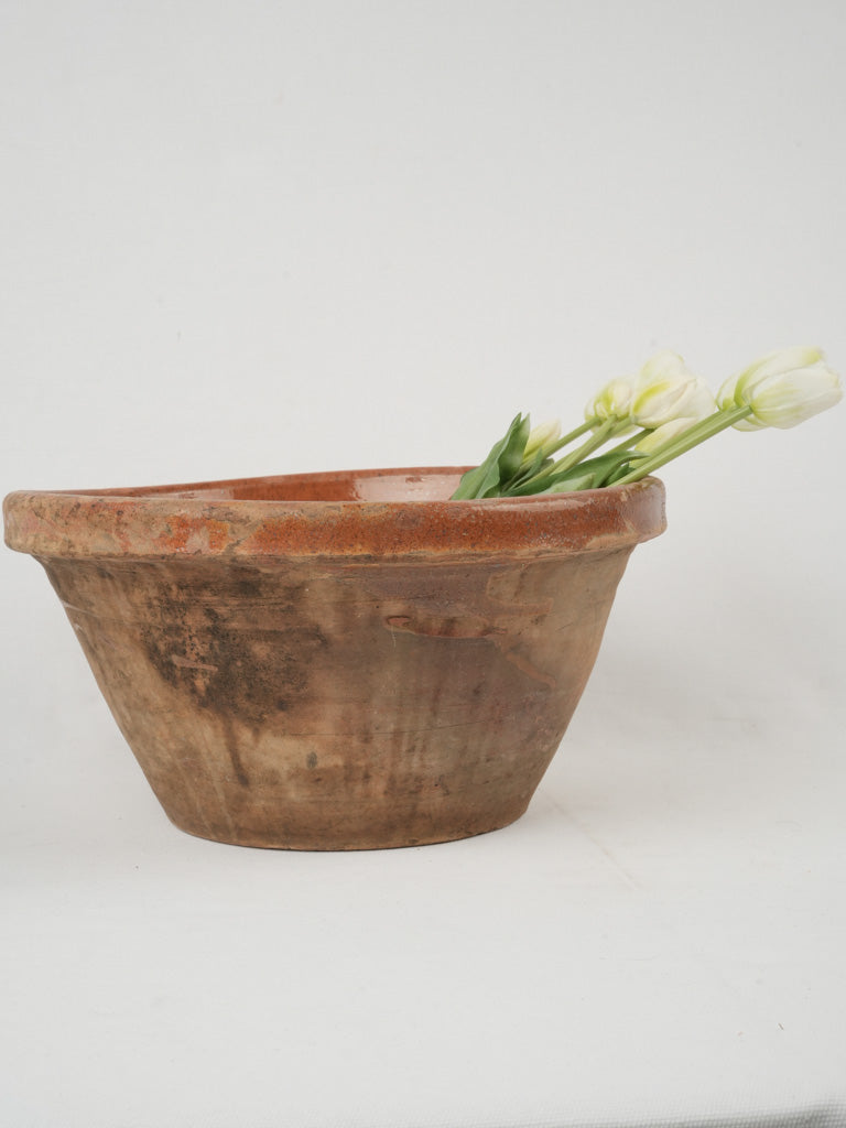 Aged French pottery, brown glaze