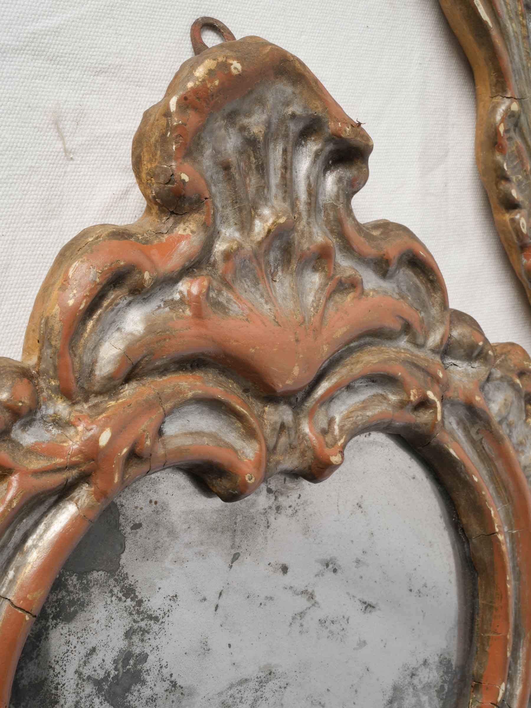 Rare Pair of 18th-Century Italian Mirror-Backed Candle Sconces - 26¾"x 16½"