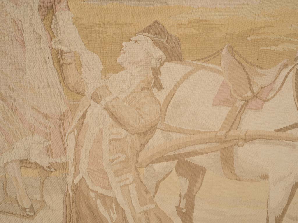 Refined horse-drawn scene tapestry