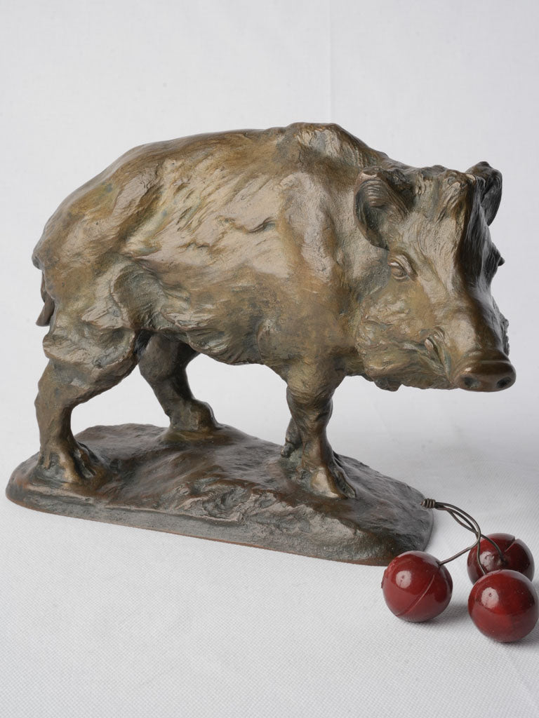 Expressive French Animalier Bronze Wild Boar c. 1900 - 8¼" x 11¾"