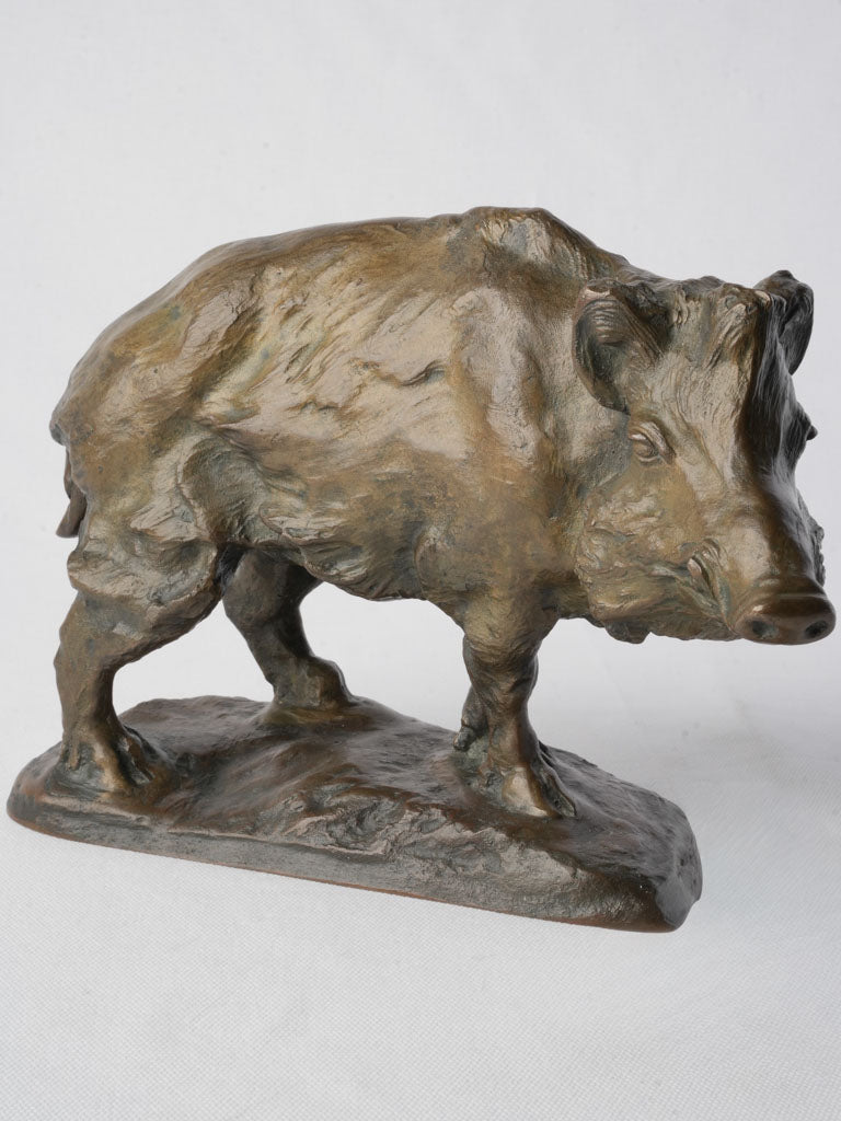 Expressive French Animalier Bronze Wild Boar c. 1900 - 8¼" x 11¾"