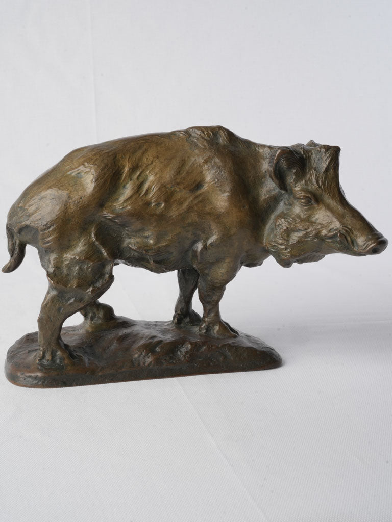 Expressive French Animalier Bronze Wild Boar c. 1900 - 8¼" x 11¾"