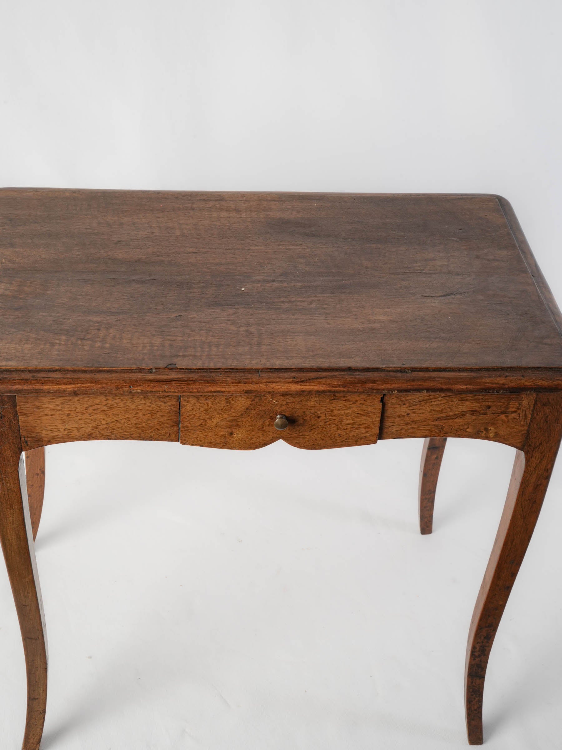 French Louis XV-Style Walnut Side Table with Single Drawer, Early to Mid-20th Century - 25½"H x 21¾"L