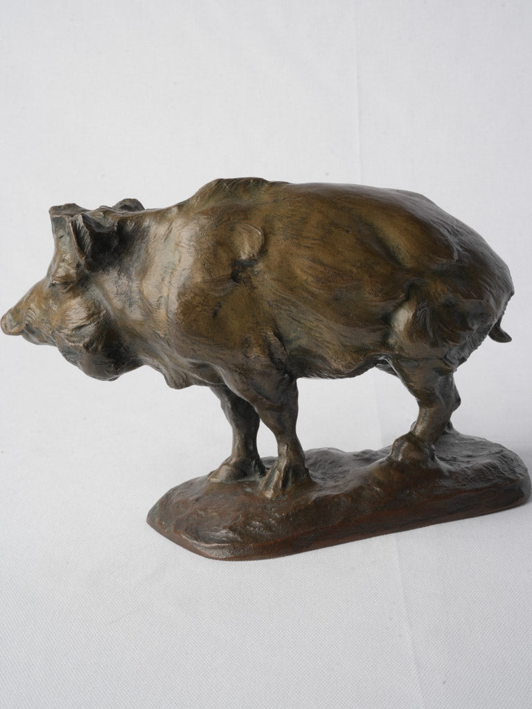 Expressive French Animalier Bronze Wild Boar c. 1900 - 8¼" x 11¾"