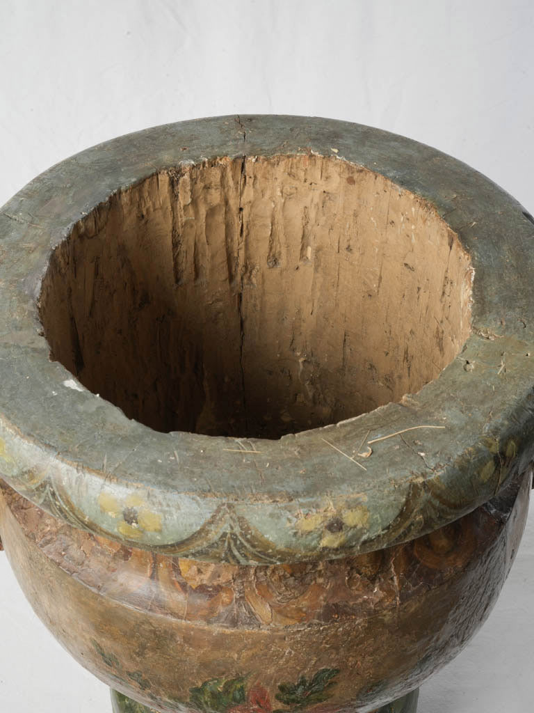 Sculptural carved wooden cachepot