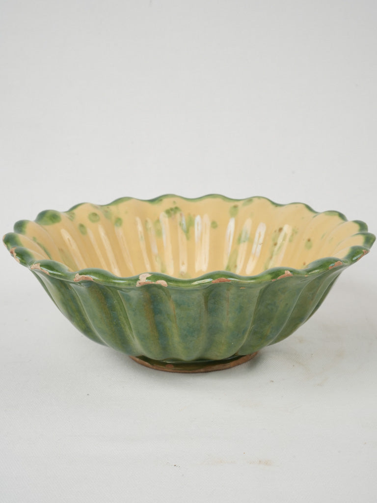 Vintage green ceramic flower bowl