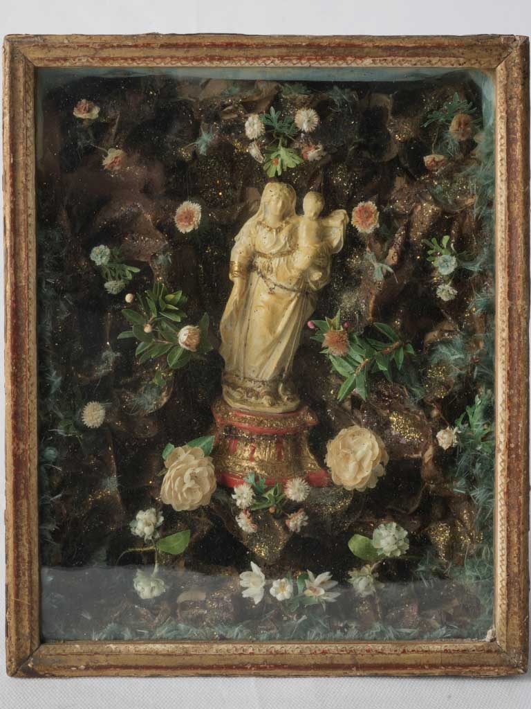 Delicate Devotional Tableau of the Virgin and Child From the Late 18th Century - 10¾"