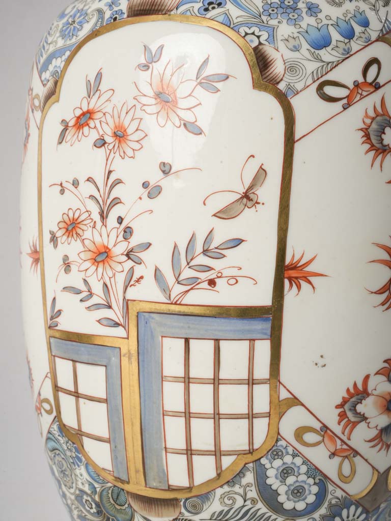 Pair of Tall Mid-20th Century Limoges Porcelain Chinoiserie Lamps w/ Jute Shades - 33"