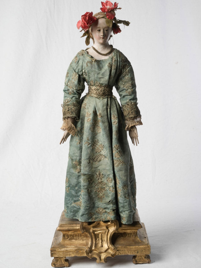 Elegant blue silk brocade virgin