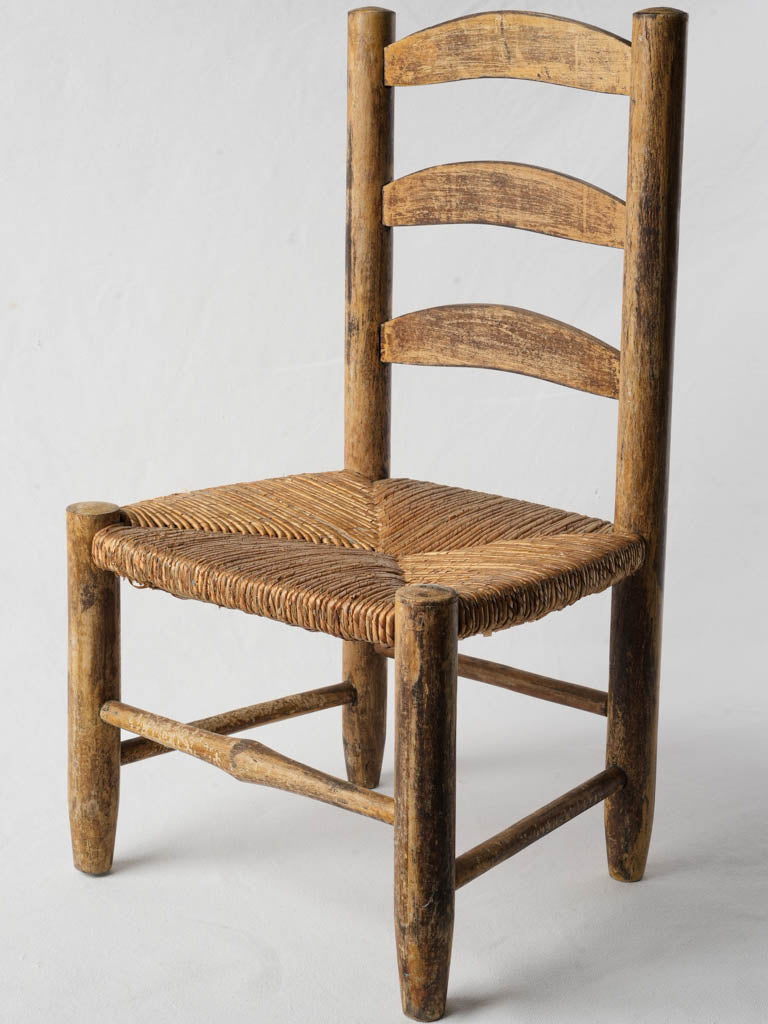 Weathered straw seat chair