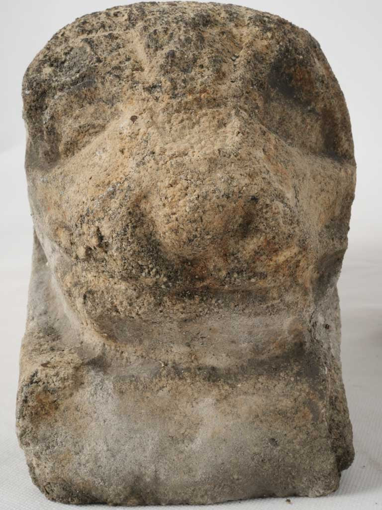 Aged stone feline-adorned planter collection