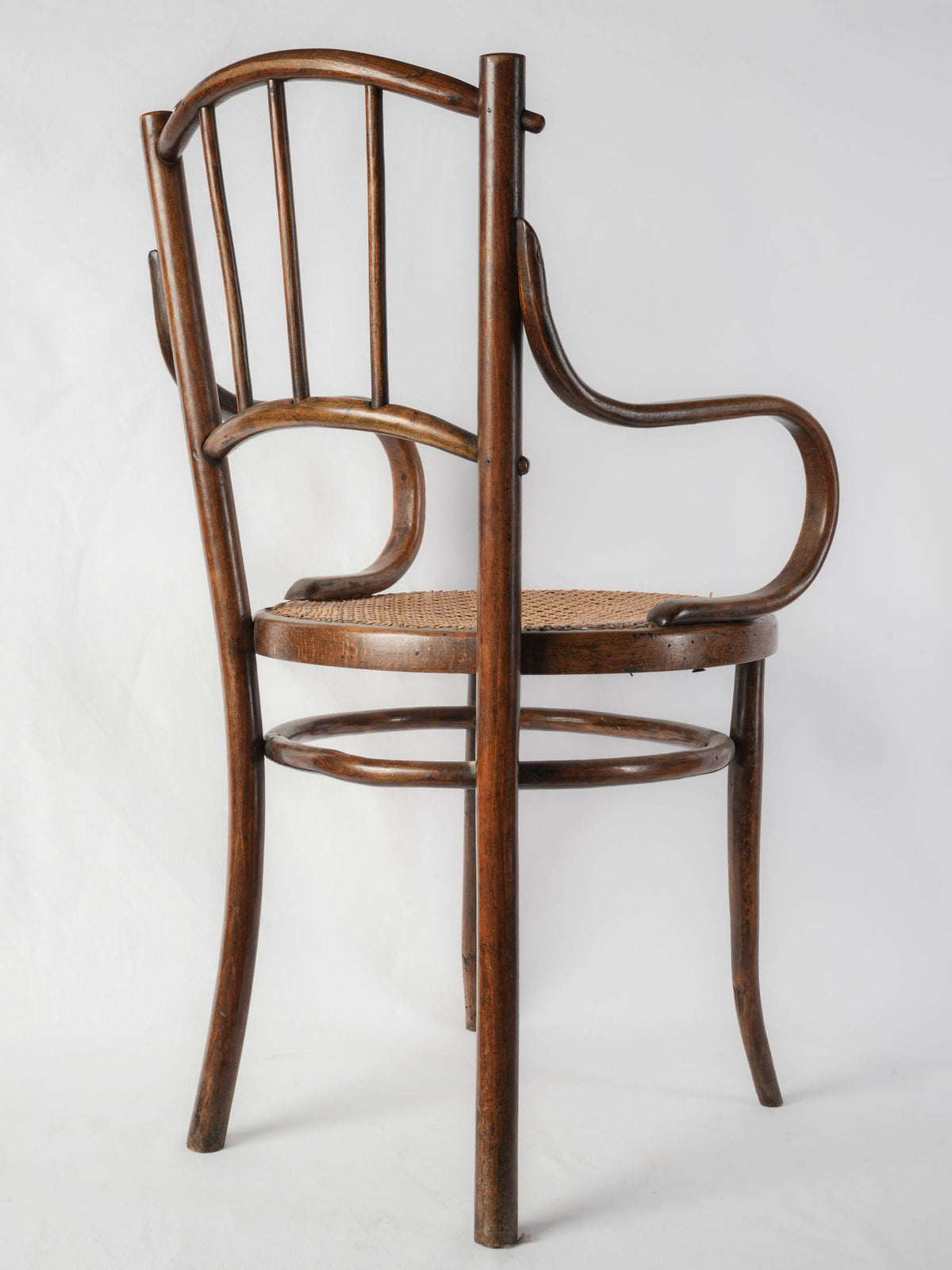 Early 20th-Century Bentwood Desk Armchair with Caned Seat