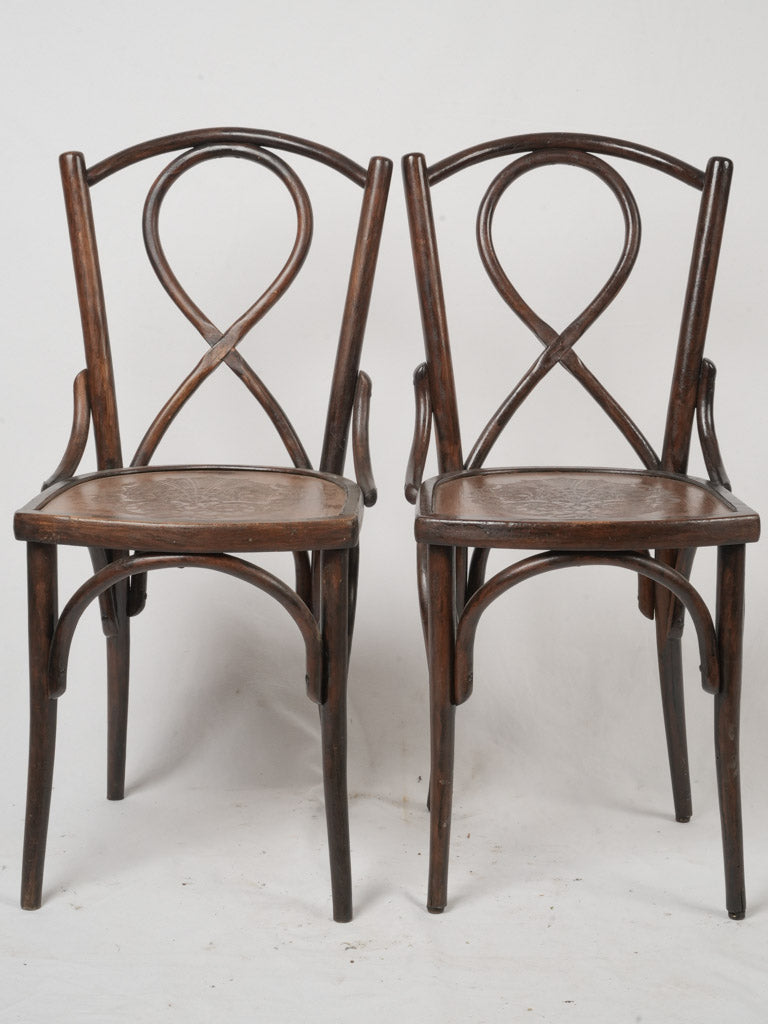 Timeworn patina bentwood chairs