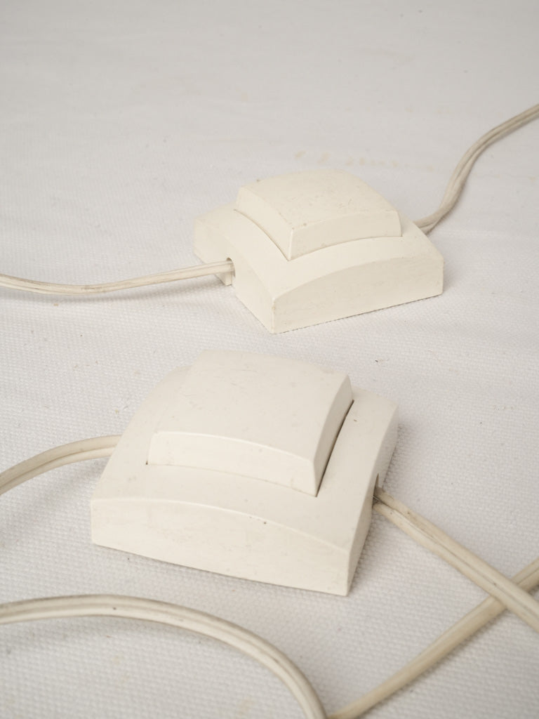 Pair of 1970s White Ceramic Ginger Jar Table Lamps w/ Faux-Bamboo Trellis - 28"