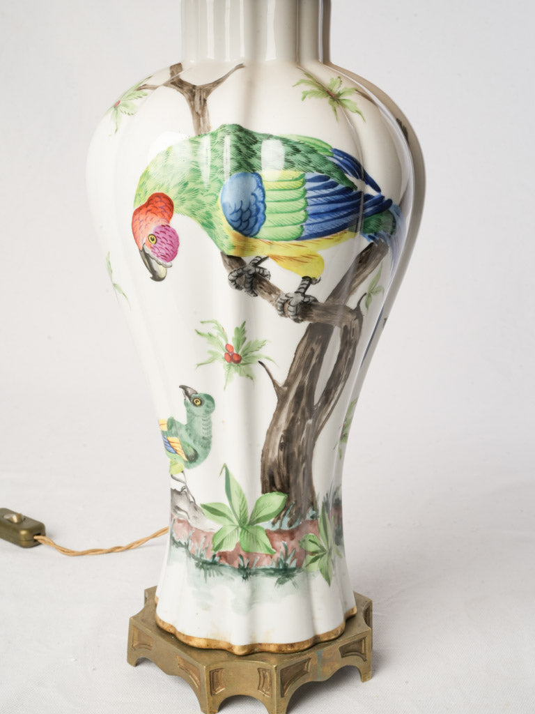 1950s Porcelaine de Paris Lamp w/ Hand-painted Exotic Birds - 29¼"